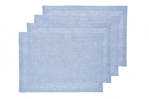 Solino Home 100% 리넨 플레이스 매트 샴브레이 블루, 아테나 35.6 x 48.3cm(14 x 19인치), 4개 세트 - color: 05: 블루 샴브레이, size: 14" X 19" (Set of 4)
