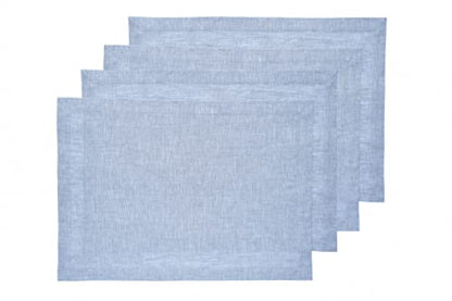 Solino Home 100% 리넨 플레이스 매트 샴브레이 블루, 아테나 35.6 x 48.3cm(14 x 19인치), 4개 세트 - color: 05: 블루 샴브레이, size: 14" X 19" (Set of 4)