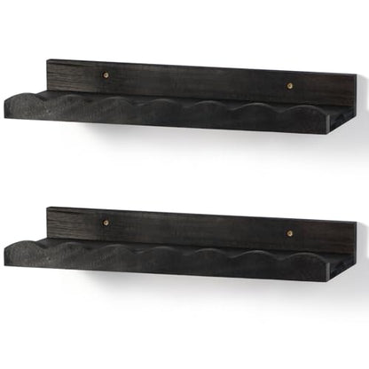 Suzile 2 Pcs Scalloped Floating Wall Shelves,16.5",Black - color: Black, size: 16.5"