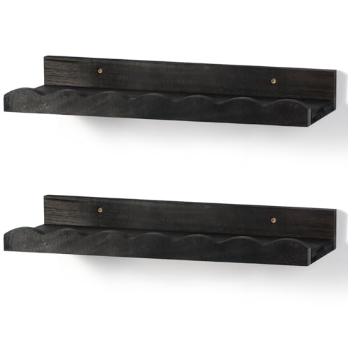 Suzile 2 Pcs Scalloped Floating Wall Shelves,16.5",Black - color: Black, size: 16.5"