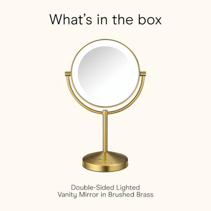 Conair LED Vanity Mirror, Double-Sided, 10x Maginification, Brushed Brass - color: Brushed Brass, size: 16"L x 10.3"W