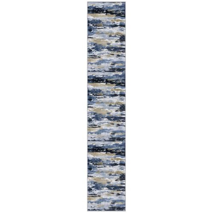 Abstract Washable Runners for Hallway 3x16 Runner Rug Non Slip - color: Navy / Blue / Taupe, size: 3' x 16' (Runner)