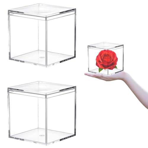 2‑Pack Acrylic Display Box with Lid 2.56 x 2.56 x 2.56 Inch Square Cube - size: 2.56 x 2.56 x 2.56 Inch