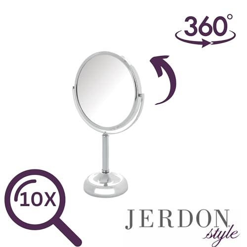JERDON 6" Tabletop Makeup Mirror - 10X Magnification - Chrome - JP910CB - color: Chrome