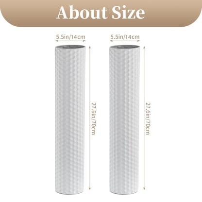 Sziqiqi White Tall Floor Vase, Metal Modern Cylinder Flower Vase Set, 2Pcs - color: White