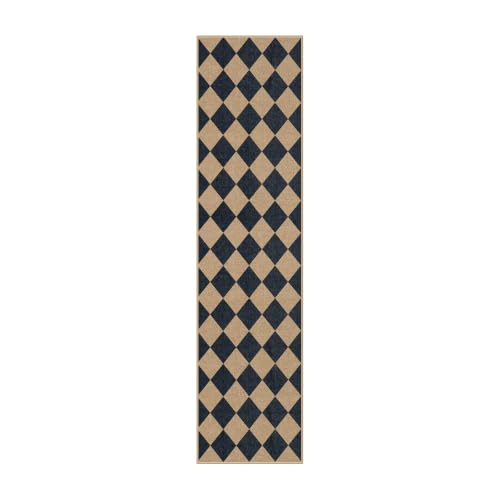 Lahome Checkered Hallways Runner Rug Non Slip, 2'6" x 10' Rugs for Kitchen - color: Black/Checkerboard -2, size: 2'6" x 10' (Runner)