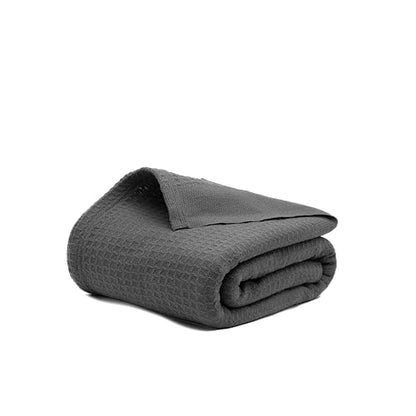 100% Cotton Waffle Weave Blanket for Hot Sleepers, Twin 92" x 68" - color: Charcoal Grey, size: Twin(92"x68")
