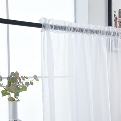 SpaceDresser Basic Rod Pocket Sheer Voile Window Curtain Liners White 2 Panels 52 Width 54 Inch Long for Kitchen Bedroom Children Living Room Yard(White,52 W x 54 L) - color: White, size: 52"W x 54"L (Pack of 2)