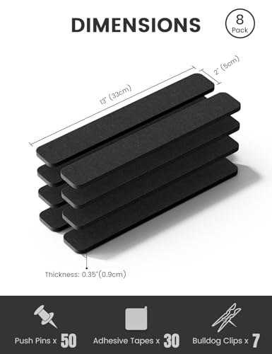 Fluxynara 13" x 2" Felt Wall Panels, Black - color: Black, size: 8-pack