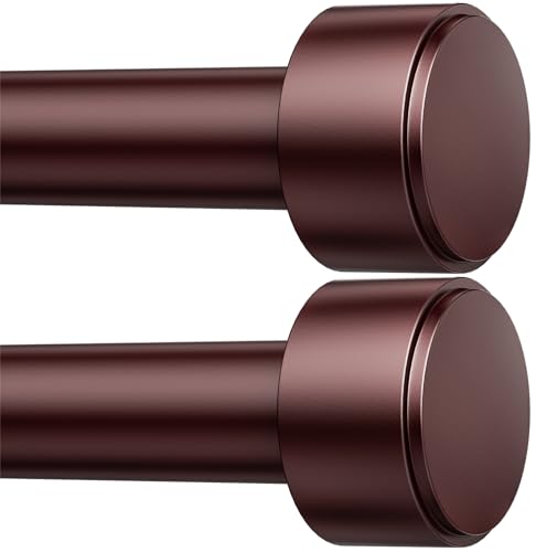 2 Pack Curtain Rods for Windows 32-144 Inch, 1 Inch Adjustable Brown Curtain Rod Set with Brackets, Easy Install - color: Brown, size: 32"-144"/2 Pack