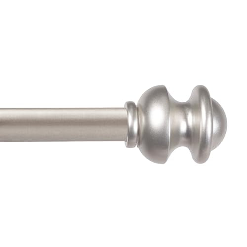 Kenney Kendall Knob Window Curtain Rod, Adjustable 48-86 Inch, Brushed Nickel - color: Brushed Nickel, size: 48-86"