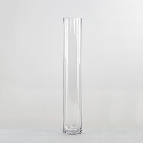 CYS Excel Clear Glass Cylinder Vase (H:24" D:4") | Multiple Size Choices Glass Flower Vase Centerpieces | Hurricane Floating Candle Holder Vase - size: H-24" D-4"