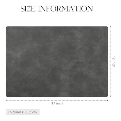 MOSAYT Vinyl Faux Leather Placemats, Set of 6, Dark Grey - color: Dark Grey