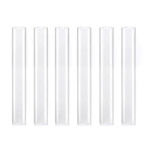 CYS EXCEL 6 PCS (H:18" D:2.5") Open Ended Glass Hurricane Candleholder Tube Shade | Multiple Size Choices Open Flame Candle Chimney Tube Cover | Bottomless Cylinder - size: 2.5" wide x 18" tall