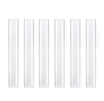 CYS EXCEL 6 PCS (H:18" D:2.5") Open Ended Glass Hurricane Candleholder Tube Shade | Multiple Size Choices Open Flame Candle Chimney Tube Cover | Bottomless Cylinder - size: 2.5" wide x 18" tall