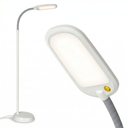 Brightech Litespan LED 2nd Edition Reading Floor Lamp with Cool, Soft & Warm White LED's - Built-in Dimmer - Adjustable Design Pivots in Any Direction - Energy Saving 12 Watts - Alpine White - color: Alpine White