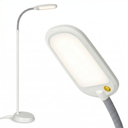 Brightech Litespan LED 2nd Edition Reading Floor Lamp with Cool, Soft & Warm White LED's - Built-in Dimmer - Adjustable Design Pivots in Any Direction - Energy Saving 12 Watts - Alpine White - color: Alpine White