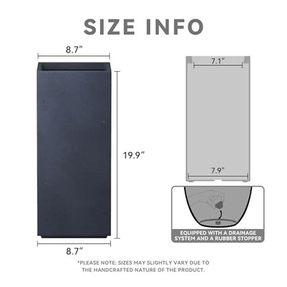Kante Charcoal Concrete Planter 19.9" Tall All-Weather Square Small Pot - color: Dark Gray, size: 19.9" H