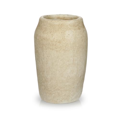 Briful Rustic Vase for Farmhouse Tabletop Decor, 6.8" Small Ceramic Vase, Distressed Antique Earthenware Vase for Modern Farmhouse, Bookshelf Kitchen Counter Mantle Shelves Bedroom Home Office Decor - color: 6.8'' Tall Beige