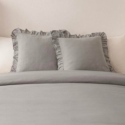 Foindtower Linen Fringe Ruffle Throw Pillow Covers 20×20 Inch Taupe Gray - color: Cinder, size: 20" x 20" (Pack of 2)