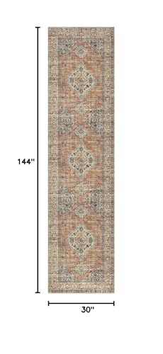 Lahome Oriental Runners for Hallways, 2.5x12 Washable Kitchen Runner - color: Terracotta, size: 2.5' x 12' (Runner)