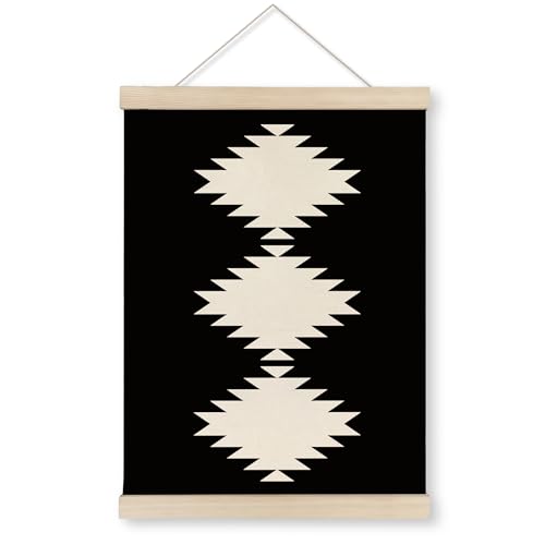 HRQKO Aztec Western Black Poster Hanger Frame, Aztec Wall Decor, Modern Geometric Wall Art with Wooden Frames, Southwestern Black White Wall Hanging Banner Decor for Bathroom Living Room, 12x16 Inch - color: black one, size: 16"L x 12"W