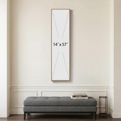 Framed Long Narrow Abstract Neutral Brown Rustic Vertical Wall Art, 14x56 - color: Neutral Brown, size: 56"L x 14"W