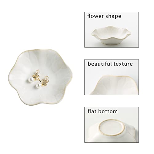 BEUNAIZER Jewelry Dish Tray, Ring Dish, Ceramic Trinket Tray, Key Bowl - color: Milky White