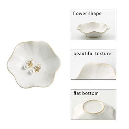 BEUNAIZER Jewelry Dish Tray, Ring Dish, Ceramic Trinket Tray, Key Bowl - color: Milky White