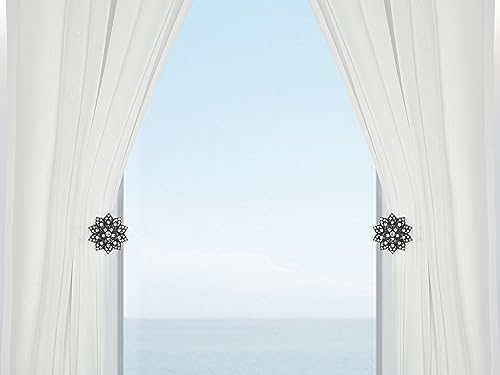 SUQ I OME Vintage Zinc Alloy Window Drapery Medallion Holdbacks, Bronze Snowflake