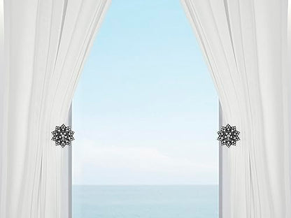 SUQ I OME Vintage Zinc Alloy Window Drapery Medallion Holdbacks, Bronze Snowflake