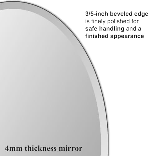 Bathroom Mirror for Over Sink 16" x 24" Oval Frameless Wall Mirror - size: 16"L x 24"W