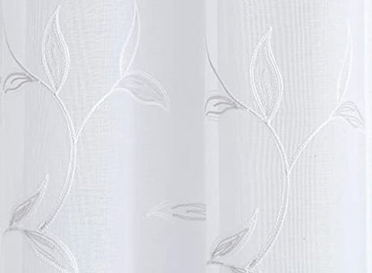 LinenZone 54x63 White Curtains with Silver Leaves. (Maria 54x63 Silver) - color: Silver, size: 54"W x 63"L (Pack of 2)