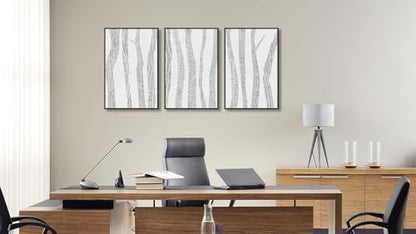 Large Framed Birch Tree Wall Art, Gray Abstract Forest Prints, 16"x24"x3 - color: gray, size: 16" X 24" X 3pcs Framed