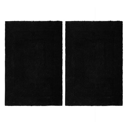 COTTON CRAFT 2 Pack Reversible Bath Mat - Soft Plush Bath Rug -17x24- Black - color: Black, size: 17x24 Inches