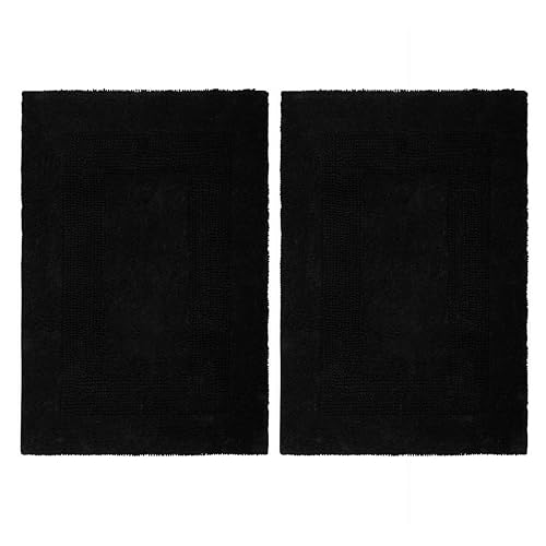 COTTON CRAFT Bath Rugs - 2 Pack Large 20x30 Soft Plush Bath Mats - Black - color: Black, size: 20x30 Inches