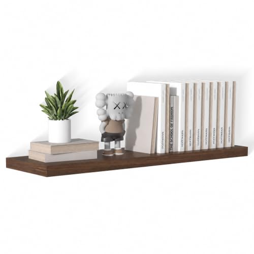 40 Inch Floating Shelf 1 Pack Large Floating Shelves for Wall No Drilling Accessories Included Deep Wall Shelves for Living Room Kitchen Farmhouse 40" W x 12" D x 1.2" Walnut - color: Walnut, size: 40 Inch