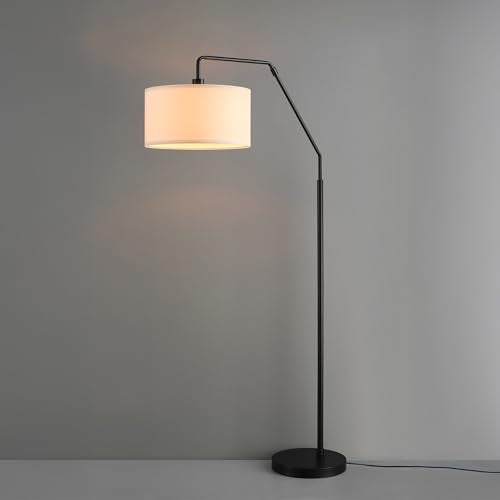 Globe Electric 65" Matte Black Floor Lamp with White Fabric Shade - color: Matte Black, White Shade (65")