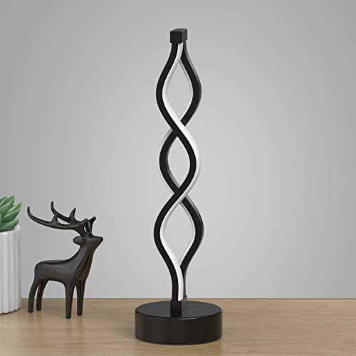 NUÜR Black Infinity Spiral LED Table Lamp, Dimmable Bedside Lamp - color: Black
