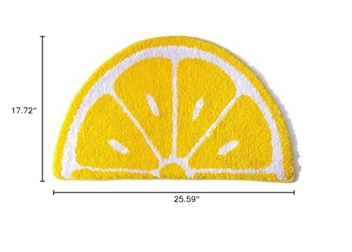 Lemon Bathroom Rug Yellow Semi-Circle Tufted Mat Anti-slip Water-Absorbent - color: Yellow, size: 1'6" x 2'2" (Semicircular)