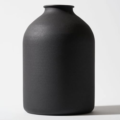 Large Black Vase for Flowers Decor Living Room - 8.6in Tall, Matte Black - color: Black