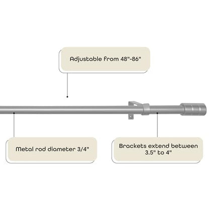 Buono II Cole Silver Rod & Finial, 48-86 in, for Windows, Finials - size: 48-86, style: Cole Silver
