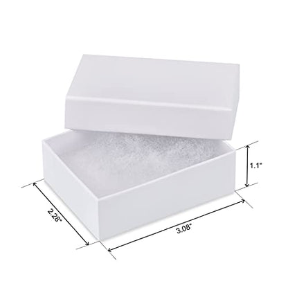 BULK PARADISE 6 Pack Cotton Fill White Cardboard Paper Jewelry Box Gift Size 3.08 x 2.28 x 1.1 Inches Perfect for Small Gifts - color: White