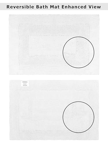 COTTON CRAFT 2 Pack Reversible Bath Mat - Soft Plush Bath Rug -17x24- White - color: White, size: 17x24 Inches
