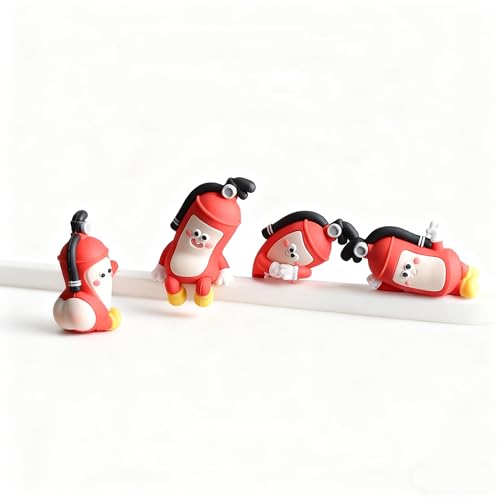 4Pcs Adorable Duck Figurines for Computer Monitor and Car Dashboard, Mini Resin Goose Decor, Cute Desk and Office Accessories, Funny Gift for Desk Decorations (Red-Characters) - color: Red-characters