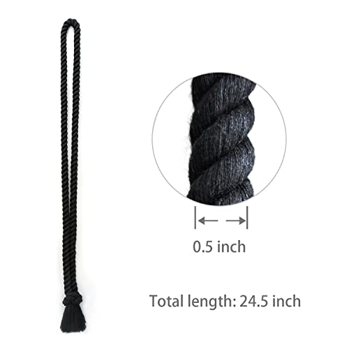 8 Pack Curtain tiebacks Rope, Outdoor Curtain Tiebacks, Natural Cotton Curtain Ties, Village Rural Rustic Farmhouse Curtain Holdbacks Curtain tie Backs Holders for Heavy Duty Drapes, Black - color: Black Rope-l 8 Pack