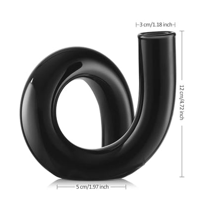 Joeyan Handmade Small Black Glass Flower Vase,Decorative Geometric Bud Vase - color: Black