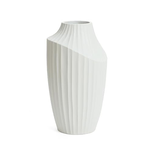 LuxenHome 20" Modern Abstract Sculpture White Ceramic Vase