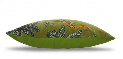 Velvet Floral Flower Green Jungle Throw Pillow Sofa Cushion Cover Case Couch Bohemian Accent Colorful Boho Chic Indian Handmade Cover Only (20" x 20") - size: 20" x 20" (Pack of 1)
