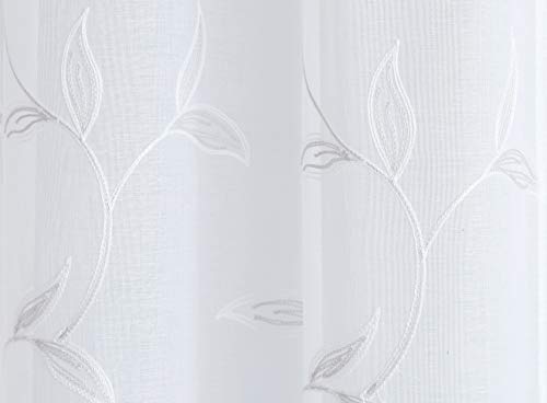 LinenZone 54x84 White Curtains with Silver Leaves. (Maria 54x84 Silver) - color: Silver, size: 54"W x 84"L (Pack of 2)